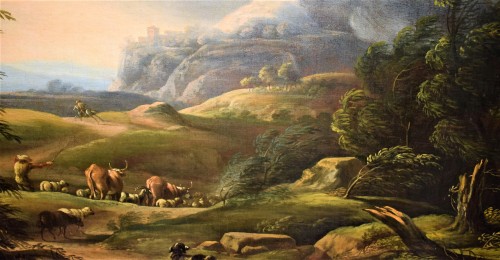 Antiquités - Paysage avec berger et troupeaux - Carlo Antonio Tavella (1668 - 1738)